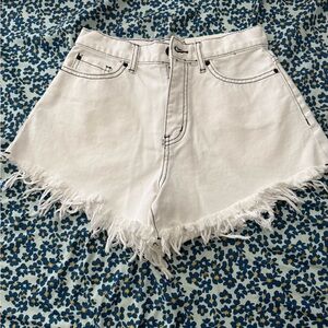 White Frayed Hem Women Shorts